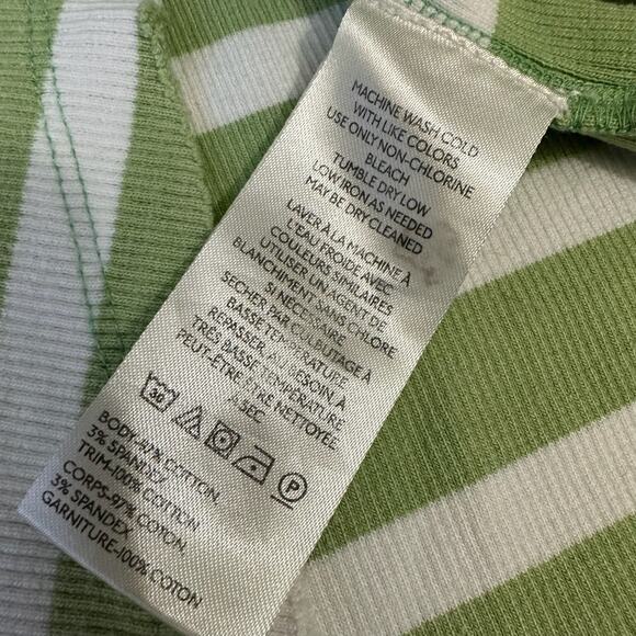 WE THE FREE Petal Pusher Tee Top Green Striped Ribbed Knit Cropped - Picture 8 of 9